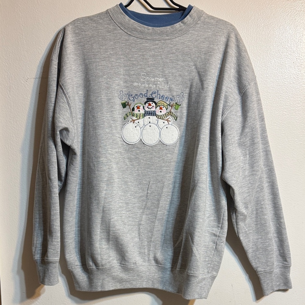 Cozy Gray Snowman Sweatshirt